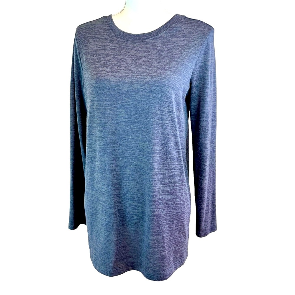 LOLE Gray‎ Open Back Long Sleeve Shirt Sz M Post Workout Yoga Tunic Scoop Ballet